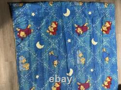 HTF VTG Winnie the Pooh Disney Blue Full bed comforter Sleepy Nightime Moon Star