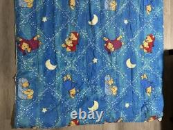 HTF VTG Winnie the Pooh Disney Blue Full bed comforter Sleepy Nightime Moon Star
