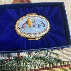 Halcyon Days Disney Winnie the Pooh 2 1/8 x 1 3/4 x 1 enamel box, Rare & Exc