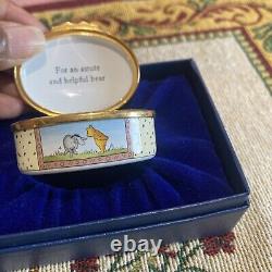 Halcyon Days Disney Winnie the Pooh 2 1/8 x 1 3/4 x 1 enamel box, Rare & Exc