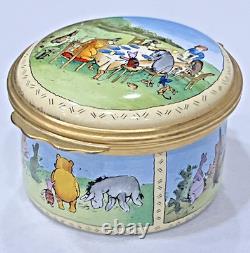 Halycon Days Disney Winnie the Pooh RARE TEA PARTY PICNIC Enamel Trinket Box