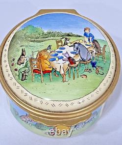 Halycon Days Disney Winnie the Pooh RARE TEA PARTY PICNIC Enamel Trinket Box