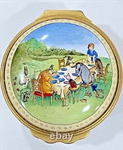 Halycon Days Disney Winnie the Pooh RARE TEA PARTY PICNIC Enamel Trinket Box