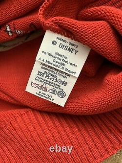 Iceberg History Winnie the Pooh Sweater Pullover Red Vtg Disney Large