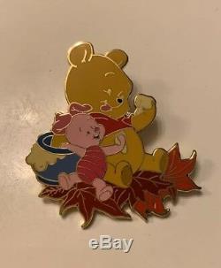 Japan Disney Mall Baby Winnie The Pooh & Piglet Fall Leaves Pin LE 100 HTF Rare