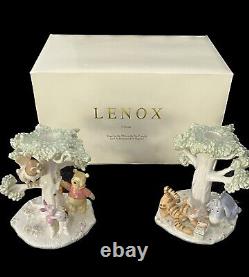 Lenox Collections Pooh's Picnic Candlesticks Disney Sculptural Pooh Collection