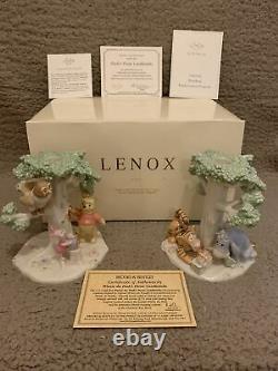 Lenox Disney Winnie The Pooh Pair Of Candlesticks. 22 Carat Gold NEW RARE BNIB