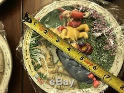Lot 10 Winnie the Pooh & Friends 3D Wall Plates Bradford Exchange Disney Set