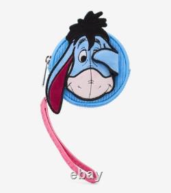 Loungefly Disney Winnie the Pooh Eeyore Peeking Corduroy Blue Backpack & Coin Ba