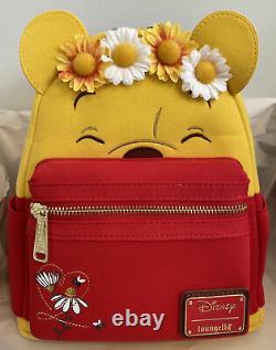 Loungefly Disney Winnie the Pooh Floral Crown Flocked Flower Love Mini Backpack