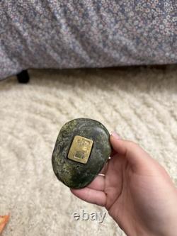 Malcom Moran Winnie the Pooh Bronze Sculpture on top of Jade stone