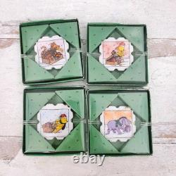 Midwest Pooh & Friends Ceramic Postage Stamp Christmas Ornament Set of 4