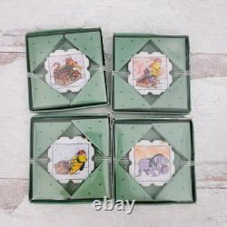 Midwest Pooh & Friends Ceramic Postage Stamp Christmas Ornament Set of 4