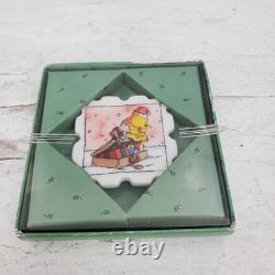 Midwest Pooh & Friends Ceramic Postage Stamp Christmas Ornament Set of 4