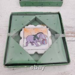 Midwest Pooh & Friends Ceramic Postage Stamp Christmas Ornament Set of 4