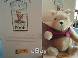 Mint New Steiff Winnie The Pooh 651489 9 Mohair Pooh With Red Jacket 1999