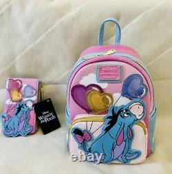 NWT Loungefly Disney Winnie the Pooh Eeyore Balloons Mini Backpack & Wallet Set