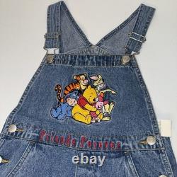 NWT VINTAGE WINNIE THE POOH DISNEY CATALOG STITCHED DENIM OVERALLS SIZE Kids 7/8