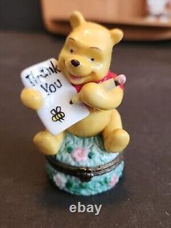 Nine Winnie The Pooh Trinket Boxes And Display Shelf Disney PreOwned Pics/Des