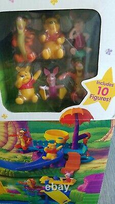 Pooh Campground Super Adventure Slide, Light Up Tent, 10 Figures NIB Collectible