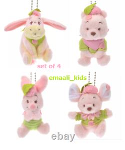 Pooh & Roo Eeyore Piglet Plush Keychain Sakura 2021 Disney Store Japan In Hand