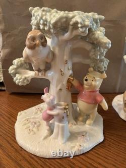 Pooh's Picnic Candlesticks Fine Ivory China 2004 Disney Lenox Brand