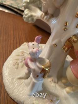 Pooh's Picnic Candlesticks Fine Ivory China 2004 Disney Lenox Brand