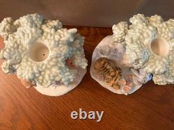 Pooh's Picnic Candlesticks Fine Ivory China 2004 Disney Lenox Brand
