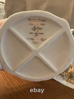 Pooh's Picnic Candlesticks Fine Ivory China 2004 Disney Lenox Brand