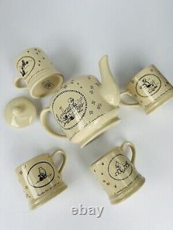 (RARE) Disney Classic Winnie The Pooh By Michel & Company Tea Pot Set & 4 Cups