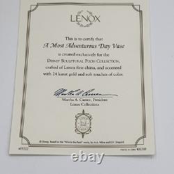 RARE Lenox Disney Pooh Collection Most Adventurous Day Vase 24k Gold Accent MINT