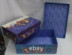 Rare 1990's Winnie The Pooh Set Of 3 Nested Christmas Stacking Storage Boxes New