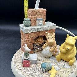 Rare Disney Classic Pooh Fireplace Scene Lamp Michael & Co Winnie Tigger Piglet