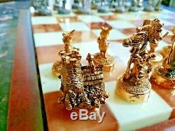 Rare Disney Winnie The Pooh Pewter Chess Set With Marble Board
