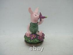 Rare Halcyon Days enamel Disney Winnie the Pooh Piglet bonbonniere figure boxed
