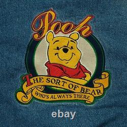 Rare VTG DISNEY Winnie The Pooh No Bother Bear Jean Jacket 90s XXXTentacion SZ L