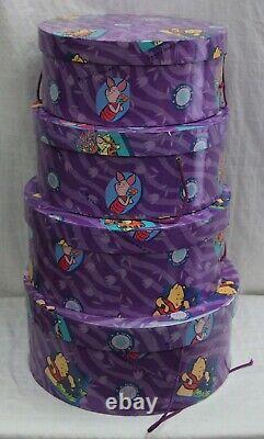 Rare Vintage 1990's Disney's Winnie The Pooh Set Of 4 Nested Round Hat Boxes New