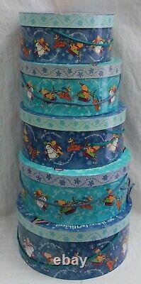 Rare Vintage 1990's Disney's Winnie The Pooh Set Of 5 Nested Round Hat Boxes New