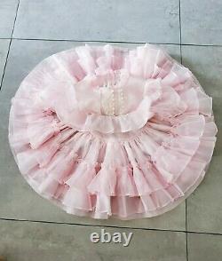 Rare Vintage Winnie The Pooh Sheer Pink Ruffle Full Skirt Dress Size 3t