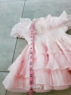 Rare Vintage Winnie The Pooh Sheer Pink Ruffle Full Skirt Dress Size 3t
