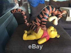 Rare Winnie The Pooh And Tigger Playing Statue