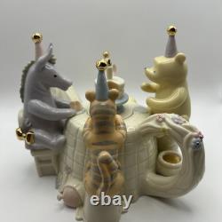 Rare Winnie The Pooh Birthday Celebration Teapot By LENOX- Tigger Piglet Eeyore