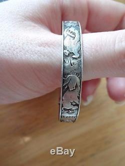 Rare early Winnie the pooh childrens bracelet sterling 925 piglet, eeyore, roo, wol