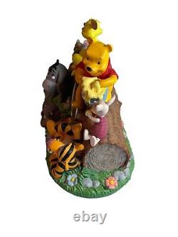 Retired RARE Winnie The Pooh & Friends Log Mantle Clock WORKS, Disney World