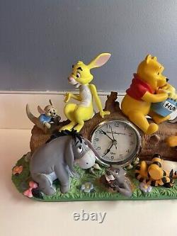 Retired RARE Winnie The Pooh & Friends Log Mantle Clock WORKS, Disney World