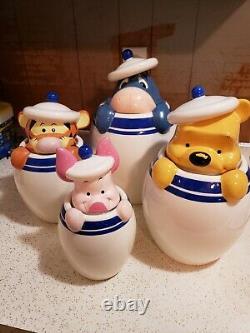 Set Of 4 Disney Direct Winnie Pooh Piglet Tigger Eeyore Peak Cookie Jar Canister