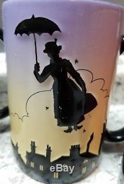 Set of 4 Disney Silhouette Mugs Peter Pan Winnie the Pooh Mary Poppins Mickey