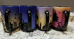 Set of 4 Disney Silhouette Mugs Peter Pan Winnie the Pooh Mary Poppins Mickey