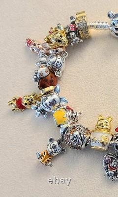 Sterling Silver Winnie-the-Pooh Characters Theme Charm Bracelet 19cm Long