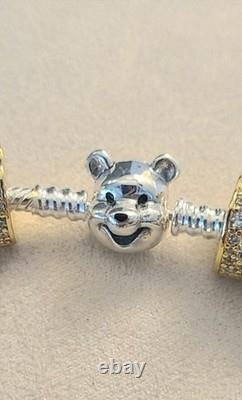 Sterling Silver Winnie-the-Pooh Characters Theme Charm Bracelet 19cm Long